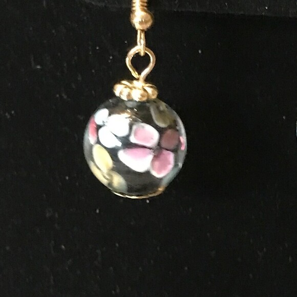 Black Confetti Beads Necklace and Earrings Set - Picture 2 of 5